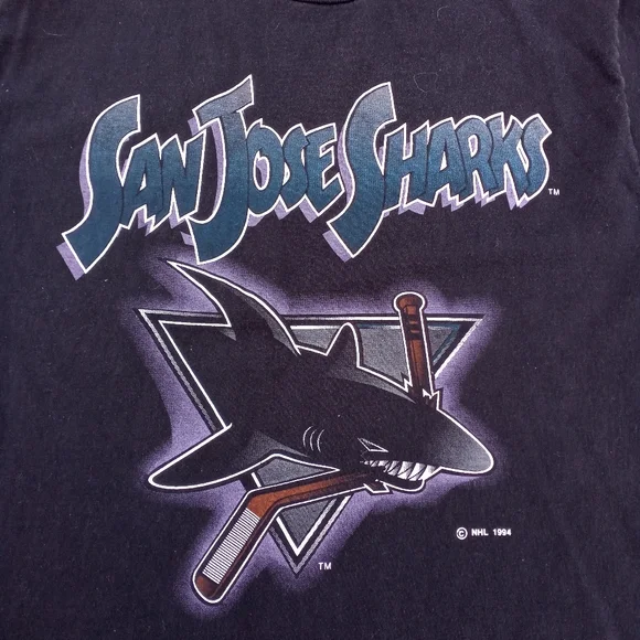VINTAGE 90s SAN JOSE SHARKS SINGLE STITCH T-SHIRT SIZE LARGE - Picture 11 of 11